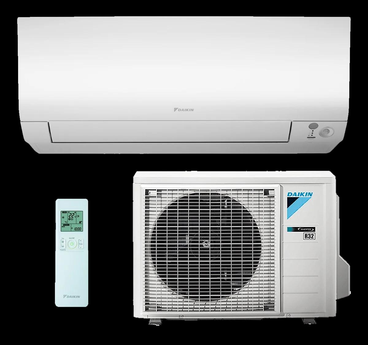 Aire acondicionado split Daikin: unidad interior, unidad exterior y mando a distancia